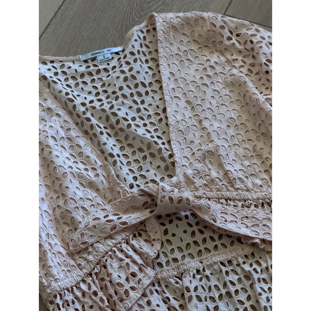 ONeill Womens Blush Pink Eyelet Tie Front Top and Shorts Two Piece Set Small - Picture 5 of 10